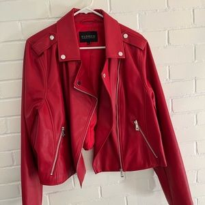 Eloquii red leather moto jacket Sz 18-20